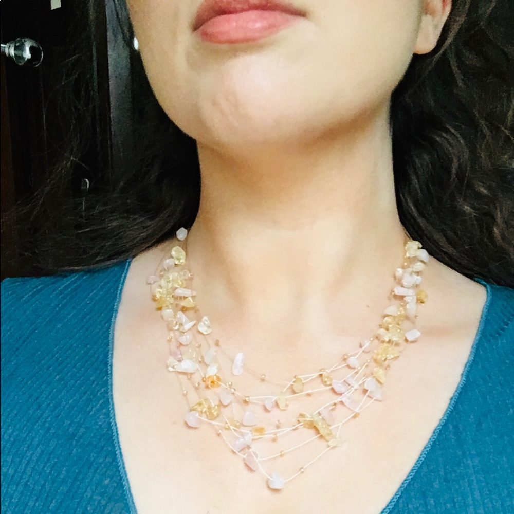 Citrine & Rose Quartz Floating Necklace